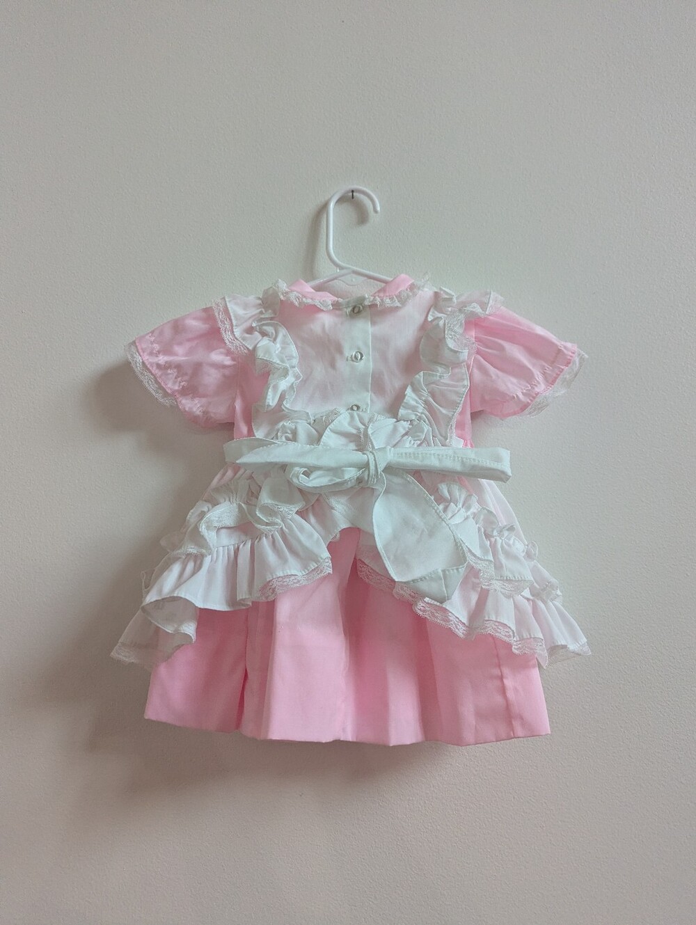 Vtg Miniworld 9-12m Pinafore Dress Frilly Pink Baby Girls Heirloom - Picture 4 of 6
